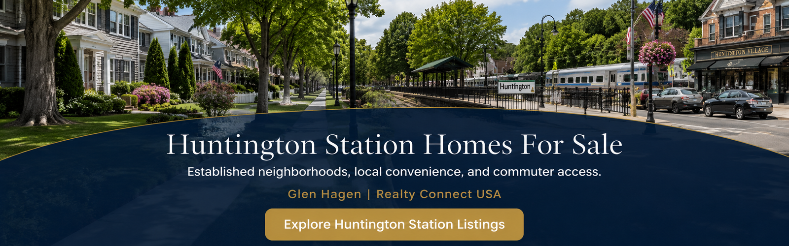 Huntington Station residential setting near commuter rail access