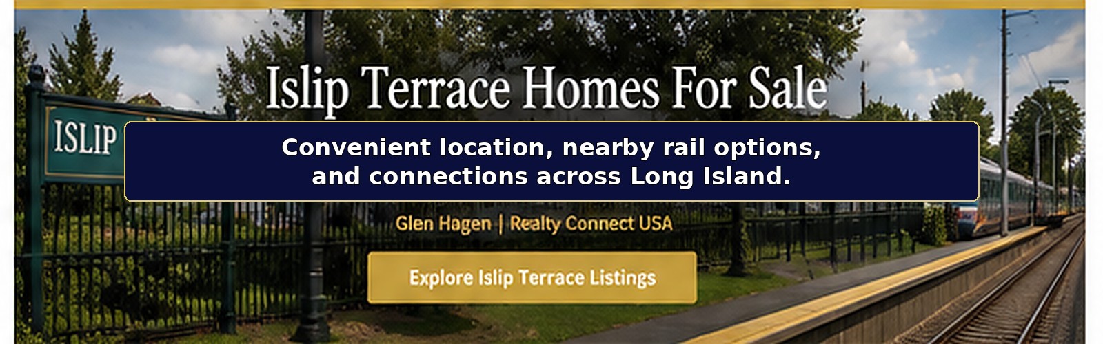 Representative Islip Terrace residential neighborhood and nearby transportation lifestyle scene on Long Island